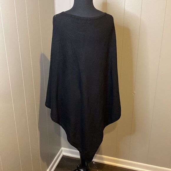 Malissa J Collection One Size Poncho Sequin Bedazzled Front Stretch - Picture 5 of 7